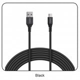 3 Ft. Fast Charge and Sync Round Micro USB Cable-BLACK