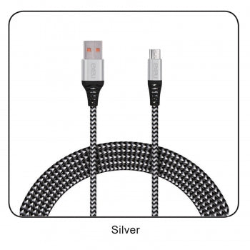 3 Ft. Fast Charge and Sync 2-Tone Braided Micro USB Cable-SILVER