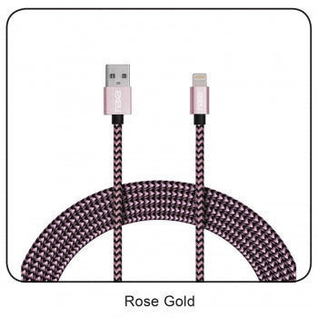 3 Ft. Lightning Charge and Sync 2-Tone Braided Cable-ROSEGOLD