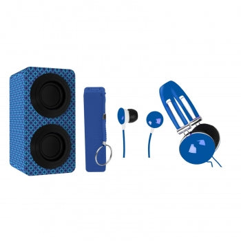 Naxa Portable Bluetooth® Stereo Speakers Entertainment Pack-Blue