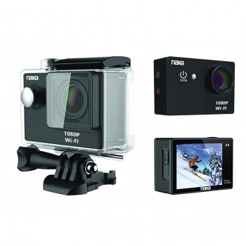 NAXA Electronics Waterproof Action Camera in Shiny Black