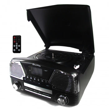 TechPlay 3 Speed Bluetooth Turntable in Black