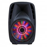 QFX 10" Battery Powered Portable Party Speaker With Bletooth/USB/SD/FM Player, RGB LED Moonlight With ON/OFF Switch