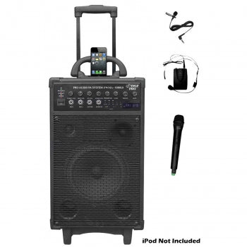 Pyle 800 Watt Dual Channel Wireless Rechargeable Portable PA System W/ iPod/iPhone Dock and More