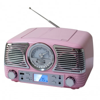 Nostalgic Portable Bluetooth Stereo System in Pink