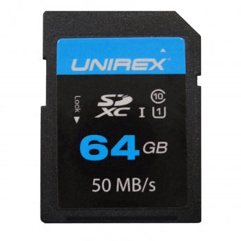 Unirex SDHC Card 64GB Class 10 (UHS-1) Memory Card
