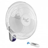 Vie Air 16 Inch 3 Speed Plastic Wall Fan with Remote Control in White